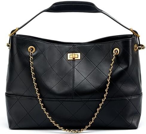 Genuine Leather Bucket Bag, Tote & Shoulder Handbag with Chain - Women's Large Suede Quilted Leather Bag for Commuting in Saudi Arabia