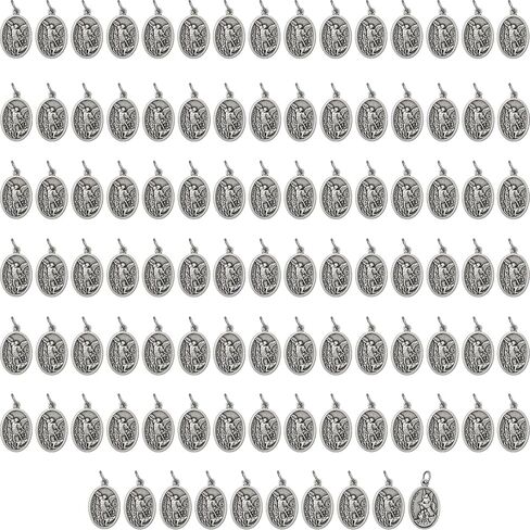 St Michael and Guardian Angel Medal 1" - 100 Count Bulk Pack, Catholic Protection for Police Officers, Firefighters, First Responders, Catholic Gifts for Evangelization in Saudi Arabia