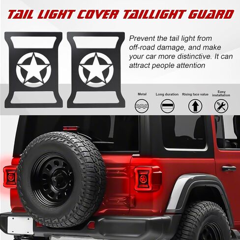 x xotic tech Tail Light Cover Taillight Guard Decoration Trim Compatible with Jeep Wrangler JL JLU Unlimited 2018-up(LED Light), 2Pcs USA Flag in Saudi Arabia