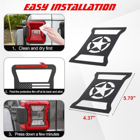 x xotic tech Tail Light Cover Taillight Guard Decoration Trim Compatible with Jeep Wrangler JL JLU Unlimited 2018-up(LED Light), 2Pcs USA Flag in Saudi Arabia
