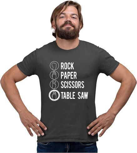 Go All Out Rock Paper Scissors Table Saw Funny Carpenter Gift Mens Women Youth T-Shirt in Saudi Arabia