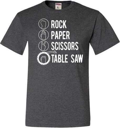 Go All Out Rock Paper Scissors Table Saw Funny Carpenter Gift Mens Women Youth T-Shirt in Saudi Arabia