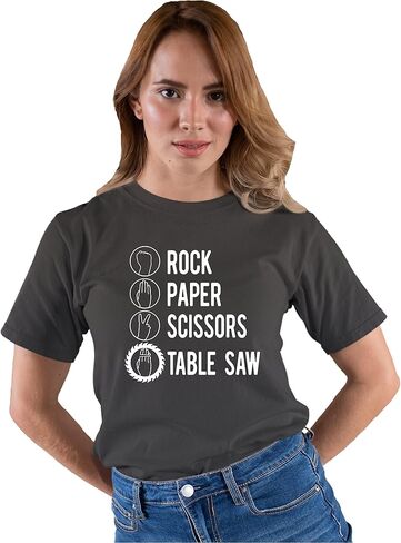 Go All Out Rock Paper Scissors Table Saw Funny Carpenter Gift Mens Women Youth T-Shirt in Saudi Arabia