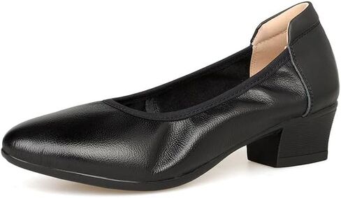 First Layer Cowhide Women 4cm Thick Heel Shoes Stewardess Genuine Leather Soft Sole Footwear Europe Flight Attendant Professional Shoes AM007 in Saudi Arabia
