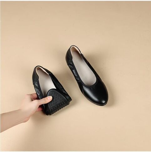 First Layer Cowhide Women 4cm Thick Heel Shoes Stewardess Genuine Leather Soft Sole Footwear Europe Flight Attendant Professional Shoes AM007 in Saudi Arabia