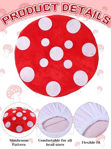3 Pcs Funny Halloween Couple Costume Accessories Set Include Mushroom Hat Gnome Hat and Beard for Adults Novelty Gnome and Mushroom Cosplay Dress up Supplies for Men Women in Saudi Arabia