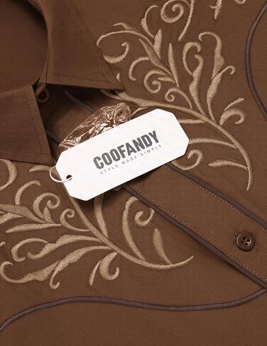 COOFANDY Men's Western Shirts Long Sleeve Slim Fit Embroideres Cowboy Shirts Casual Button Down Shirt in Kuwait