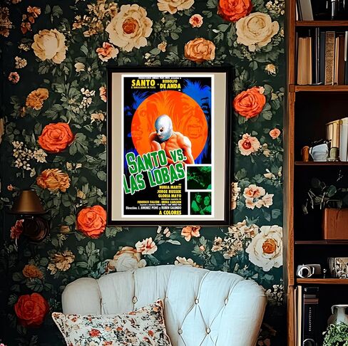 Archive Cinema 'Santo vs Las Lobas' Lucha Libre Poster Print, 11" x 17", El Santo Wall Art, Wrestling Poster, Made in USA in Saudi Arabia