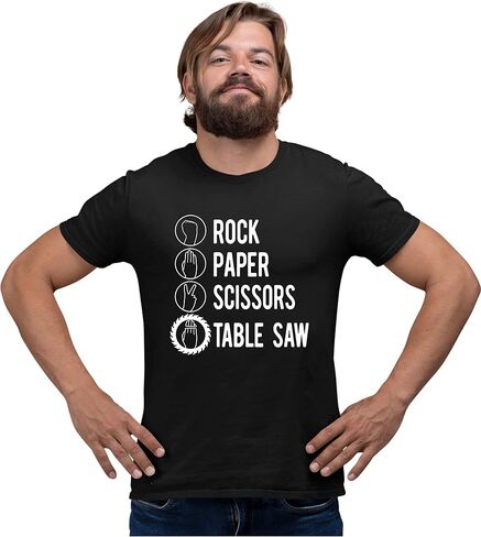 Go All Out Rock Paper Scissors Table Saw Funny Carpenter Gift Mens Women Youth T-Shirt in Saudi Arabia