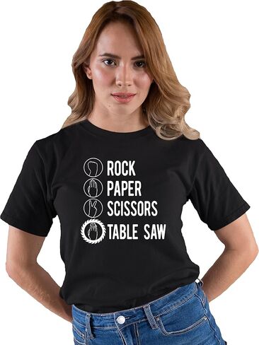 Go All Out Rock Paper Scissors Table Saw Funny Carpenter Gift Mens Women Youth T-Shirt in Saudi Arabia