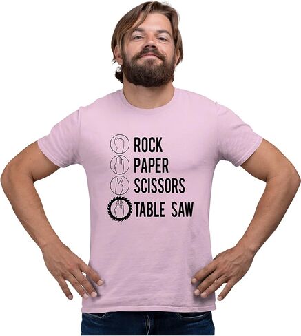 Go All Out Rock Paper Scissors Table Saw Funny Carpenter Gift Mens Women Youth T-Shirt in Saudi Arabia