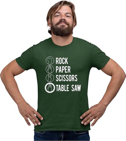 Go All Out Rock Paper Scissors Table Saw Funny Carpenter Gift Mens Women Youth T-Shirt in Saudi Arabia