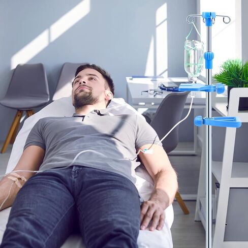 Thyle IV Pole المحمولة IV أقطاب مع عجلات 4 خطافات 5 عجلات IV حقيبة السوائل حامل الفولاذ المقاوم للصدأ قابل للتعديل 43 "إلى 79" ارتفاع القطب مع شبكة معلقة للمستشفى المنزلي ممارسة IV الأساسية in Saudi Arabia