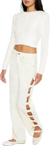Forever 21 Women's Bow Velvet Cutout Pants in Saudi Arabia