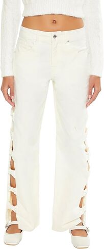 Forever 21 Women's Bow Velvet Cutout Pants in Saudi Arabia