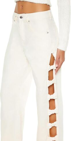 Forever 21 Women's Bow Velvet Cutout Pants in Saudi Arabia
