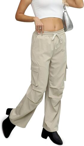 with 4 Pockets Womens High Waisted Wide Leg Cargo Pants Baggy Casual Trendy Work Pants in Saudi Arabia