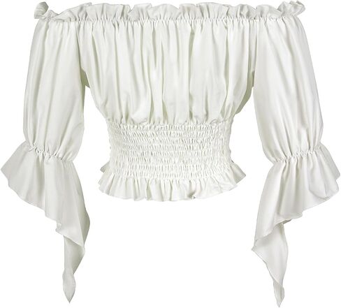 Women's Renaissance Shirt Off Shoulder Peasant Blouse Medieval Pirate Top in Saudi Arabia