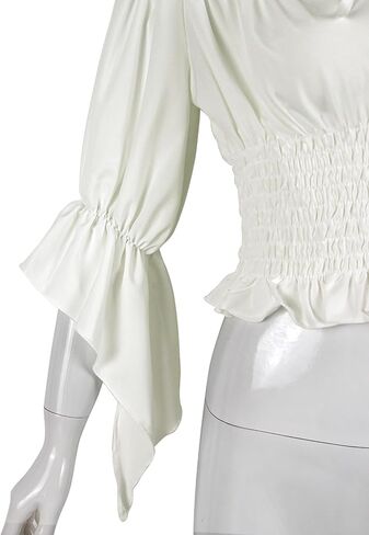 Women's Renaissance Shirt Off Shoulder Peasant Blouse Medieval Pirate Top in Saudi Arabia