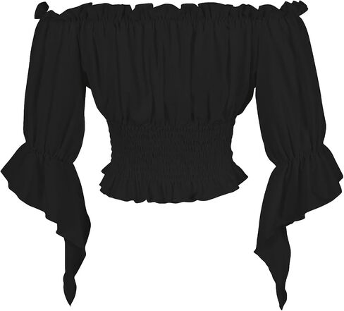 Women's Renaissance Shirt Off Shoulder Peasant Blouse Medieval Pirate Top in Saudi Arabia