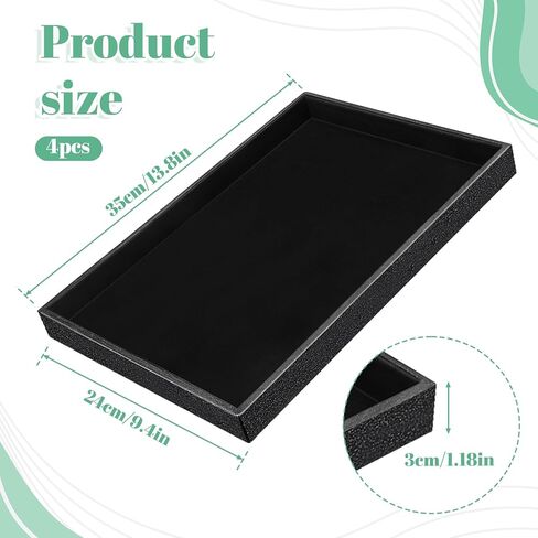 4 قطع صينية مجوهرات قابلة للتكديس، عرض أسود، علبة تنظيم المجوهرات، صينية سوار، حلقة، حلق، منظم، لوحة فارغة للأدراج كونترتوب in Kuwait