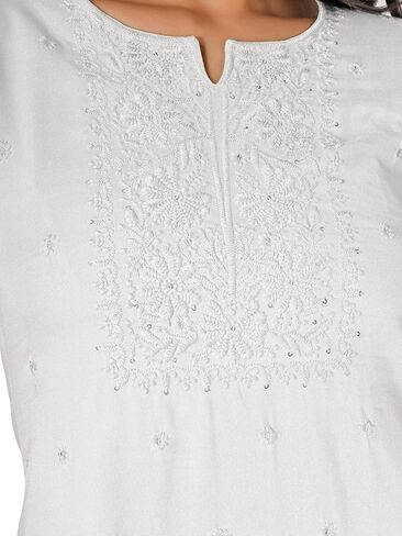 ليدي لاين رايون تشيكانكاري تونيك علوي لكنوي كورتي قصير مطرز للنساء in Kuwait