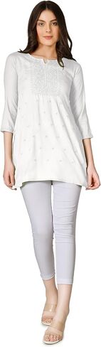 ليدي لاين رايون تشيكانكاري تونيك علوي لكنوي كورتي قصير مطرز للنساء in Kuwait