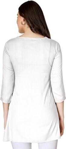 ليدي لاين رايون تشيكانكاري تونيك علوي لكنوي كورتي قصير مطرز للنساء in Kuwait