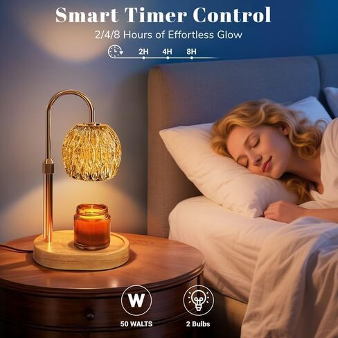 Candle Warmer Lamp with Timer Dimmer,Adjustable Height Wax Melting Lamp for Jar Candles, Aesthetic Vintage Home Decor for New House Warming, Gift for Women Birthday Christmas (Gold) in Saudi Arabia