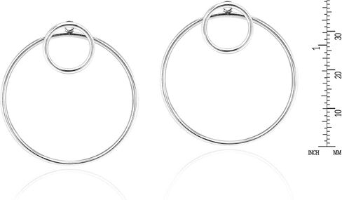 Contemporary Double Circle 2 in 1 .925 Sterling Silver Stud Earrings in Saudi Arabia