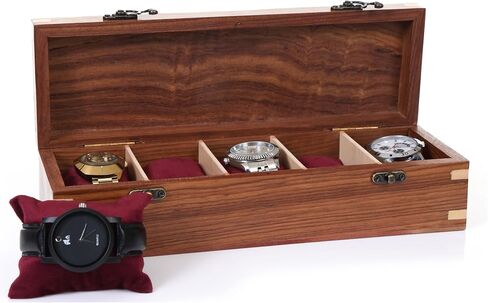 Wooden Watch Box for Men & Women, Watch Organizer & Display Case, Premium Long-Lasting Watch Holder for Storage, Elegant Gift for Watch Collectors (Glass Top, 6 Slots) in Saudi Arabia
