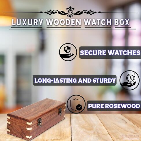 Wooden Watch Box for Men & Women, Watch Organizer & Display Case, Premium Long-Lasting Watch Holder for Storage, Elegant Gift for Watch Collectors (Glass Top, 6 Slots) in Saudi Arabia