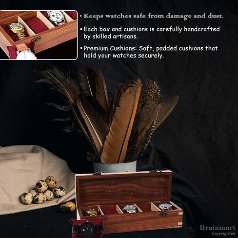 Wooden Watch Box for Men & Women, Watch Organizer & Display Case, Premium Long-Lasting Watch Holder for Storage, Elegant Gift for Watch Collectors (Glass Top, 6 Slots) in Saudi Arabia