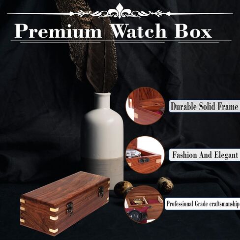Wooden Watch Box for Men & Women, Watch Organizer & Display Case, Premium Long-Lasting Watch Holder for Storage, Elegant Gift for Watch Collectors (Glass Top, 6 Slots) in Saudi Arabia