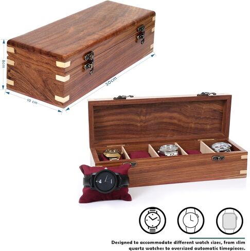 Wooden Watch Box for Men & Women, Watch Organizer & Display Case, Premium Long-Lasting Watch Holder for Storage, Elegant Gift for Watch Collectors (Glass Top, 6 Slots) in Saudi Arabia