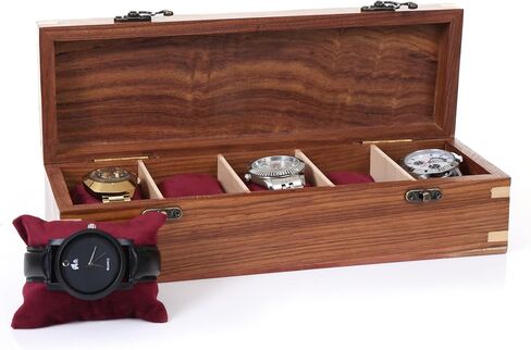 Wooden Watch Box for Men & Women, Watch Organizer & Display Case, Premium Long-Lasting Watch Holder for Storage, Elegant Gift for Watch Collectors (Glass Top, 6 Slots) in Saudi Arabia