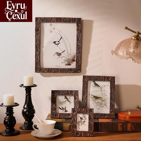 إطارات صور عتيقة صغيرة مقاس 2.5 × 3.5 - إطارات صور بحجم المحفظة العتيقة 2.5 × 3.5، إطار بني 2.5 × 3.5 مزخرف لعرض الصور على سطح الطاولة والتعليق على الحائط، إطار صور صغير مقاس 2.5 × 3.5 in Kuwait