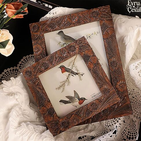 إطارات صور عتيقة صغيرة مقاس 2.5 × 3.5 - إطارات صور بحجم المحفظة العتيقة 2.5 × 3.5، إطار بني 2.5 × 3.5 مزخرف لعرض الصور على سطح الطاولة والتعليق على الحائط، إطار صور صغير مقاس 2.5 × 3.5 in Kuwait
