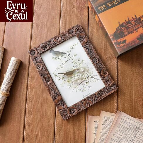 إطارات صور عتيقة صغيرة مقاس 2.5 × 3.5 - إطارات صور بحجم المحفظة العتيقة 2.5 × 3.5، إطار بني 2.5 × 3.5 مزخرف لعرض الصور على سطح الطاولة والتعليق على الحائط، إطار صور صغير مقاس 2.5 × 3.5 in Kuwait