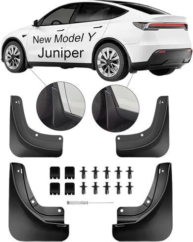 Mud Flaps for Tesla New Model Y Juniper 2025 2026, Military Grade All‑Weather Splash Protection, No Drilling Required, Protect Paint, Mud Guard Set of 4 (Black) in Saudi Arabia