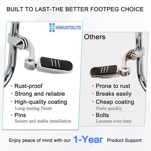 1.25" (32mm) Adjustable Highway Foot Pegs w/Long Angled Mount Kit,Universal for Harley,Honda,Kawasaki,Suzuki,Yamaha,Indian,Victory Motorcycle w/1-1/4" Engine Guard/Crash Bar,BLACK#3 in Kuwait