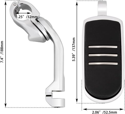 1.25" (32mm) Adjustable Highway Foot Pegs w/Long Angled Mount Kit,Universal for Harley,Honda,Kawasaki,Suzuki,Yamaha,Indian,Victory Motorcycle w/1-1/4" Engine Guard/Crash Bar,BLACK#3 in Kuwait
