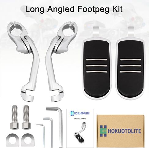 1.25" (32mm) Adjustable Highway Foot Pegs w/Long Angled Mount Kit,Universal for Harley,Honda,Kawasaki,Suzuki,Yamaha,Indian,Victory Motorcycle w/1-1/4" Engine Guard/Crash Bar,BLACK#3 in Kuwait