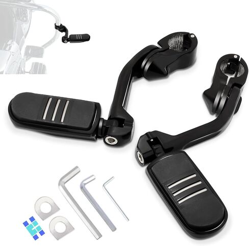 1.25 "(32 ملم) أوتاد قدم الطريق السريع القابلة للتعديل مع طقم جبل طويل الزاوية ، Universal for Harley ، Honda ، Kawasaki ، Suzuki ، Yamaha ، Indian ، Victory Motorcycle W/1-1/4" Bar Mustic Engine/Crash ، Black#3 in Kuwait