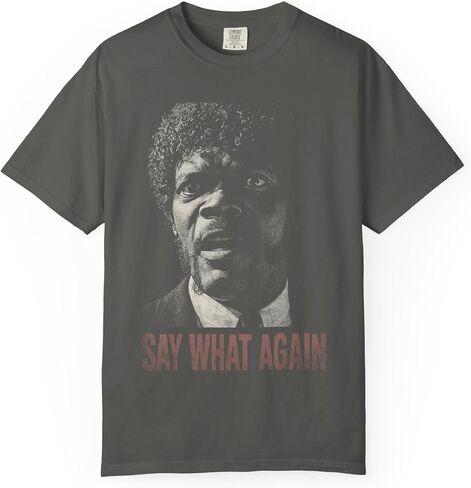 Samuel L. Jackson Say What Again T-Shirt – Tarantino Quote Tee – 90s Cult Film Apparel – Comfort Colors – S-4XL – Unisex in Saudi Arabia