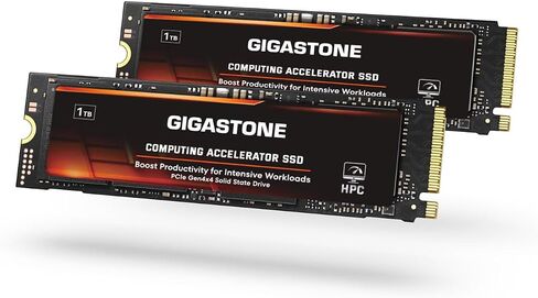 Gigastone HPC Computing M.2 SSD 500GB (4-Pack) PCIe 4.0 NVMe SSD Host Memory Buffer Cache Accelerate Speed Coding Big Data Intensive Workloads, 5000MB/s Internal Solid State Drive SLC Cache 3D NAND in Saudi Arabia