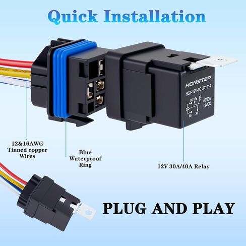 مرحل السيارة HONSTER 5-pin 40/30AMP مأخذ توصيل ثقيل 12AWG SPDT 2-Piece in Saudi Arabia