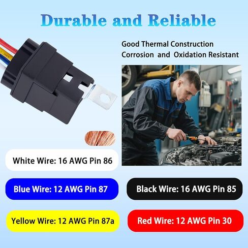 مرحل السيارة HONSTER 5-pin 40/30AMP مأخذ توصيل ثقيل 12AWG SPDT 2-Piece in Saudi Arabia
