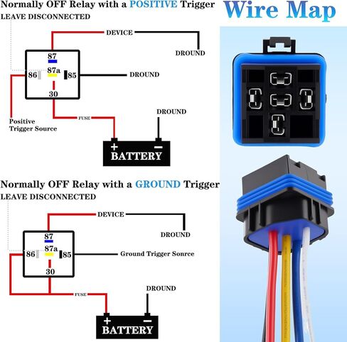 مرحل السيارة HONSTER 5-pin 40/30AMP مأخذ توصيل ثقيل 12AWG SPDT 2-Piece in Saudi Arabia