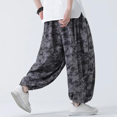 HZCX FASHON Mens Chinese Style Tie Dry Wide Leg Baggy Harem Yoga Jogger Pants Loose Fit Aladdin Trousers in Saudi Arabia